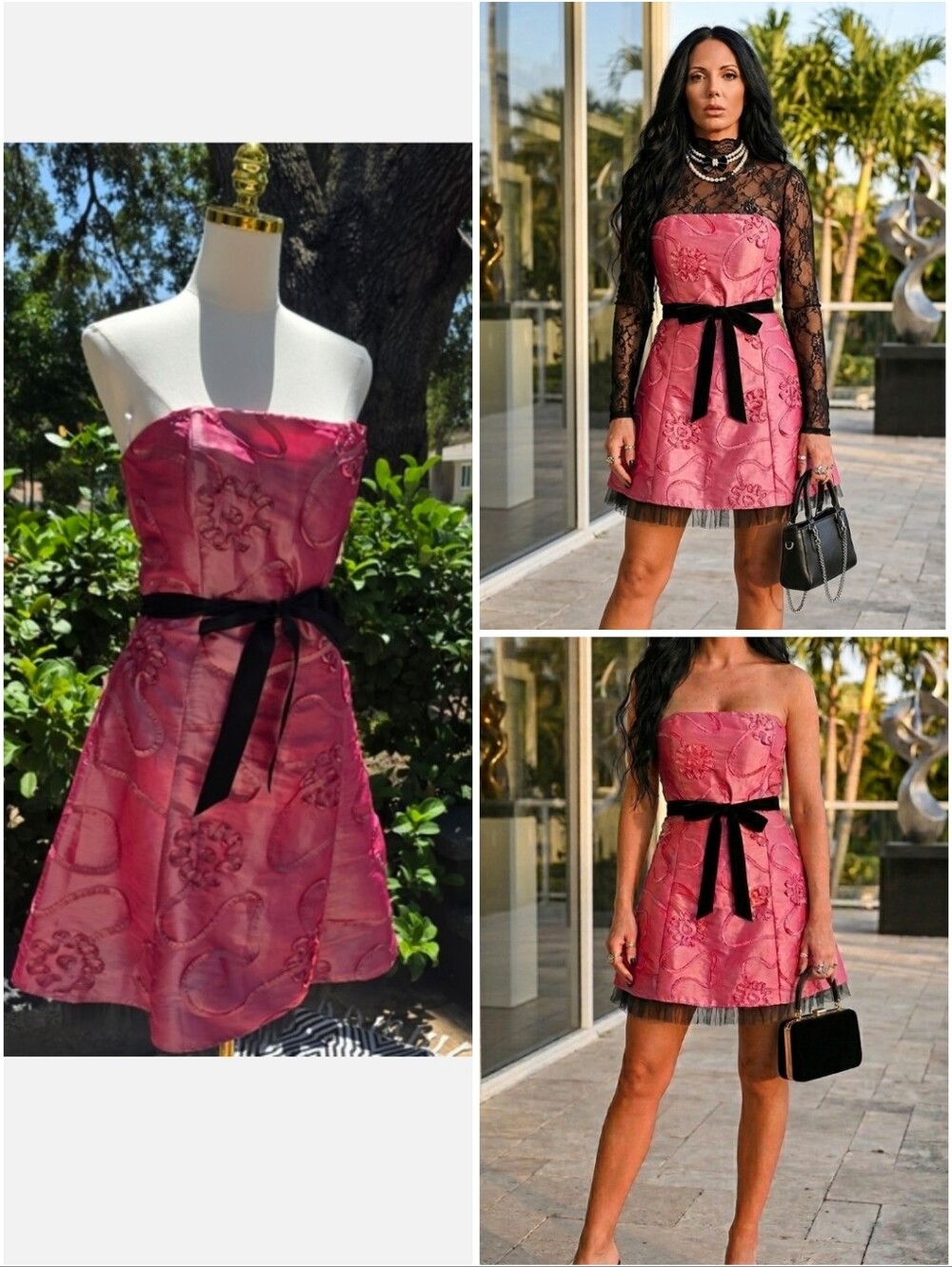 NWT Jessica McClintock Pink Taffeta  Dress  Coquette Vintage Y2K Size 14